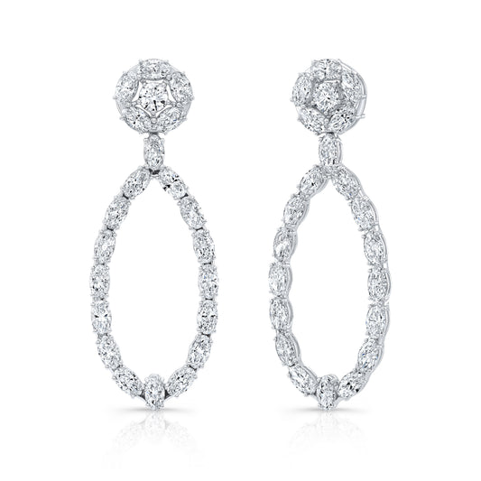 RAHAMINOV 18KW OVAL DIAMOND DROP EARRINGS