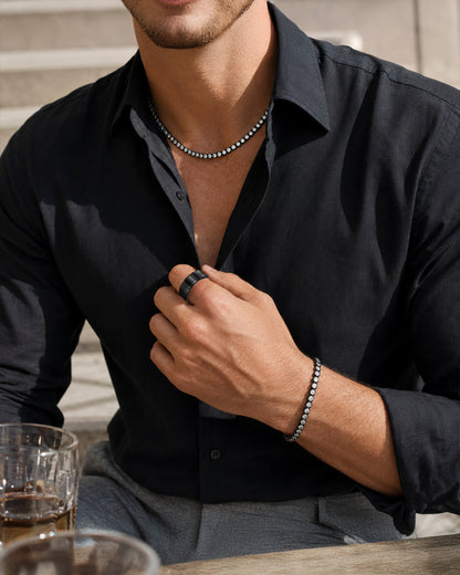 RAHAMINOV 18KW/BLACK RHODIUM MENS DIAMOND BRACELET