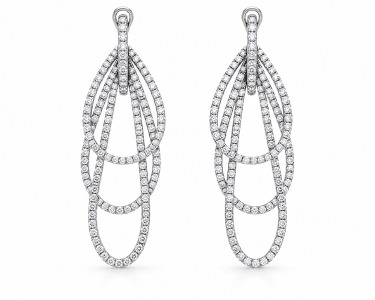 18KW DIAMOND LOOP DANGLING EARRINGS