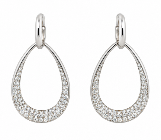 18KW TEARDROP DIAMOND DANGLE EARRINGS