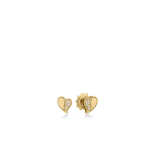 18KY DIAMOND  HEART STUD EARRINGS