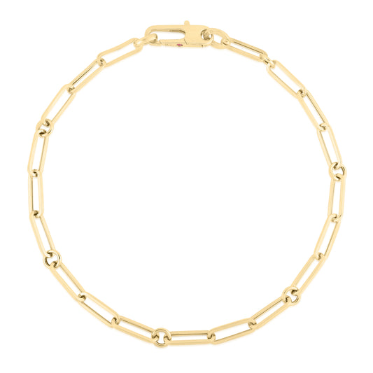 18KY DESIGNER PAPERCLIP AND ROUND LINK BRACELET