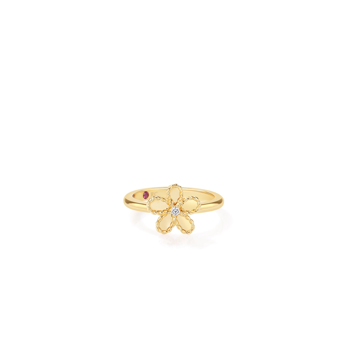 18KY JASMINE DIAMOND AND POLISHED FINISH SMALL FLOWER RING