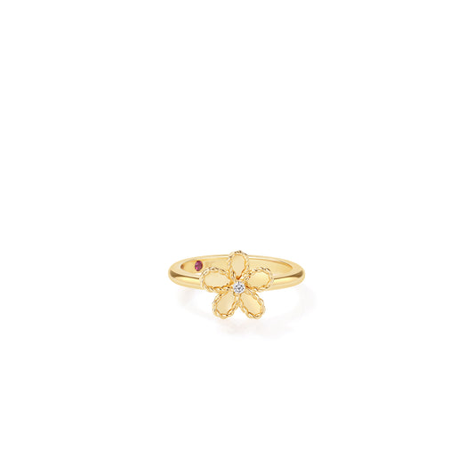 18KY JASMINE DIAMOND AND POLISHED FINISH SMALL FLOWER RING