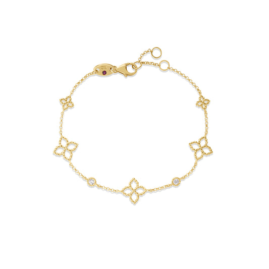 18KY PRINCIPESSA DIAMOND AND FLOWER STATION BRACELET