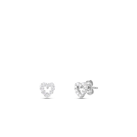 18KW TINY TREASURES DIAMOND HEART STUD EARRINGS