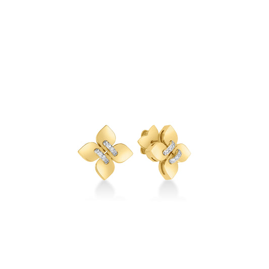 18KY LOVE IN VERONA SMALL DIAMOND FLOWER STUD EARRINGS
