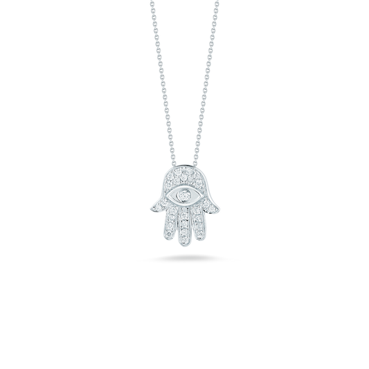 18KW TINY TREASURES DIAMOND HAMSA NECKLACE