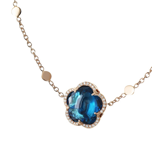 18KR BON TON LONDON BLUE TOPAZ NECLACE