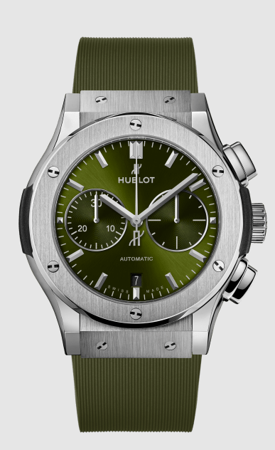 45MM CLASSIC FUSION GREEN RUBBER STRAP CHRONOGRAPH