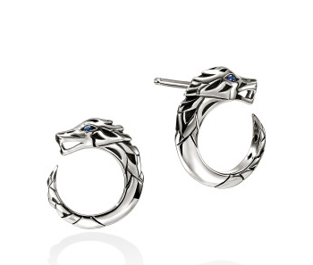 SS Naga Earrings, Blue Sapphire