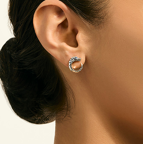 SS Naga Earrings, Blue Sapphire