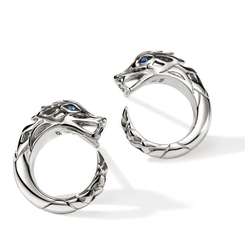 SS Naga Earrings, Blue Sapphire