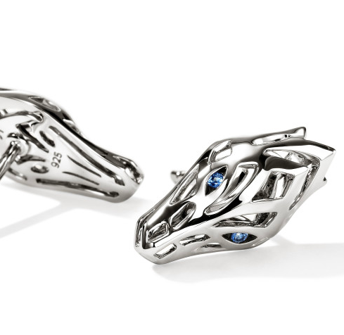 SS Naga Stud Earrings, Blue Sapphire
