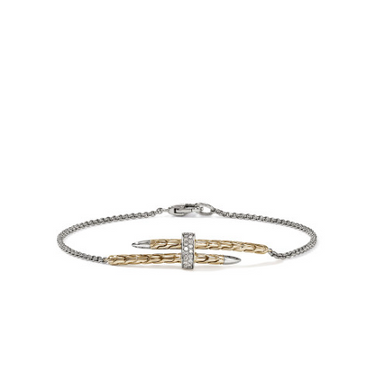 SS/14KY SPEAR DIAMOND STATION BRACELET
