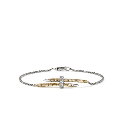 SS/14KY SPEAR DIAMOND STATION BRACELET