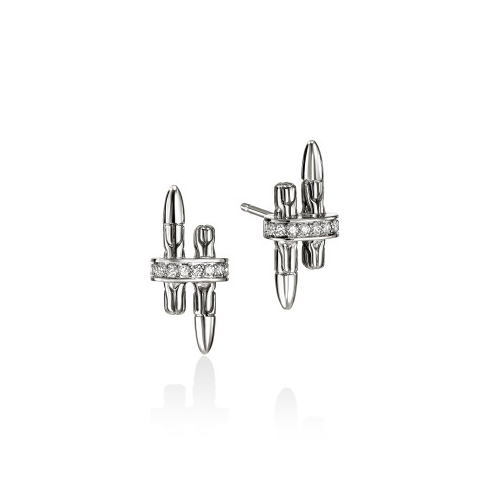 SS SPEAR DIAMOND STUD EARRINGS