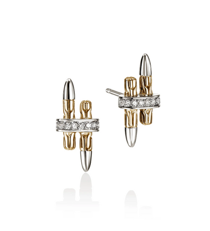 SS/14KY SPEAR DIAMOND STUD EARRINGS