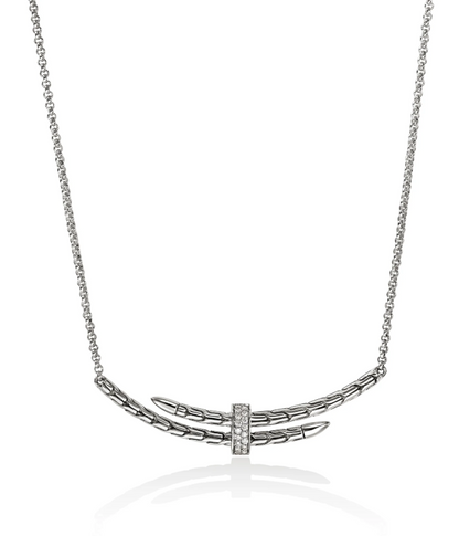 Spear Station Necklace, Sterling Silver, Diamonds