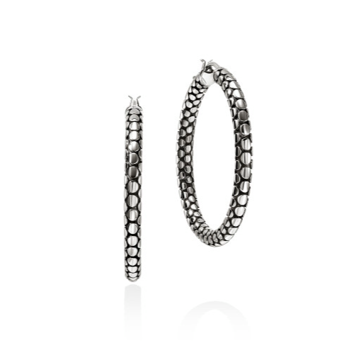 SS DOT HOOP EARRINGS, 37MM
