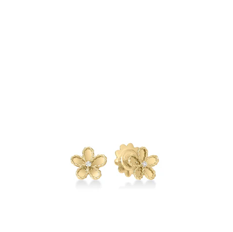 18KY JASMINE DIAMOND AND POLISHED FINISH SMALL FLOWER EARRINGS