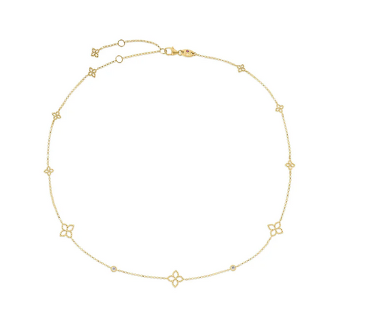 18KY PRINCIPESSA DIAMOND AND FLOWER STATION NECKLACE