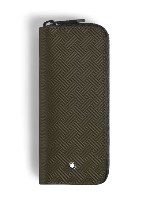 MONTBLANC 2-PEN POUCH WITH ZIP IN KHAKI EXTREME LEATHER