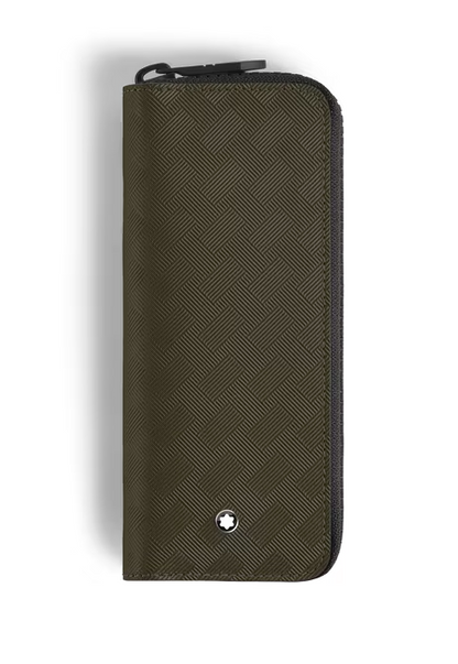 MONTBLANC 2-PEN POUCH WITH ZIP IN KHAKI EXTREME LEATHER