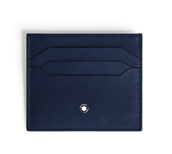 MONTBLANC CARD HOLDER 6CC IN INK BLUE MEISTERSTUCK LEATHER