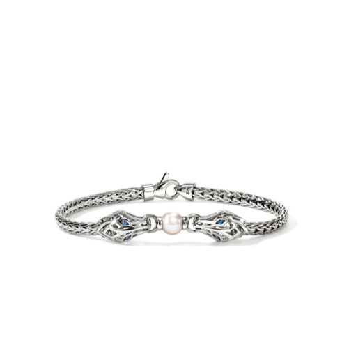 SS NAGA BRACELET WITH PEARL AND SAPPHIRE