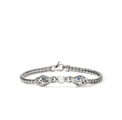 SS NAGA BRACELET WITH PEARL AND SAPPHIRE