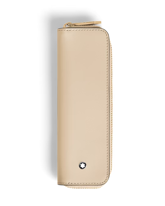 MONTBLANC 1-PEN POUCH WITH ZIP IN CLOUDY BEIGE MEISTERSTUCK LEATHER
