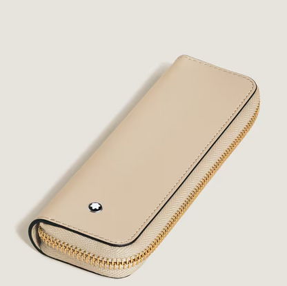 MONTBLANC 1-PEN POUCH WITH ZIP IN CLOUDY BEIGE MEISTERSTUCK LEATHER