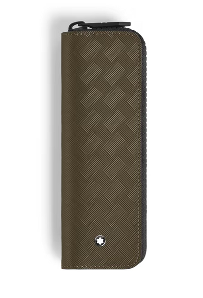 MONTBLANC 1-PEN POUCH WITH ZIP IN KHAKI EXTREME LEATHER