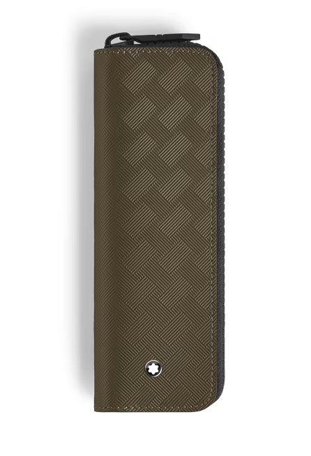 MONTBLANC 1-PEN POUCH WITH ZIP IN KHAKI EXTREME LEATHER