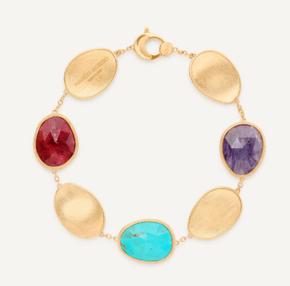 MARCO BICEGO 18KY LUNARIA BRACELET WITH THULITE, TURQUOISE AND CHAROITE