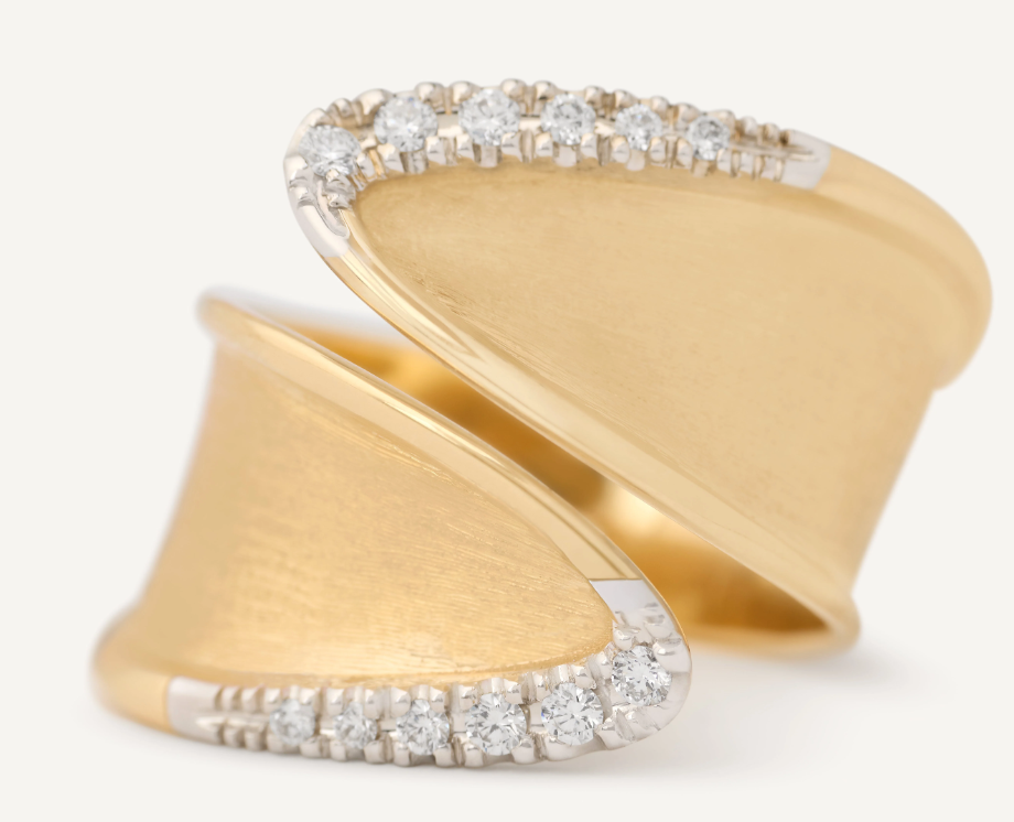 MARCO BICEGO 18KY LUNARIA WRAP RING WITH DIAMOND PAVE