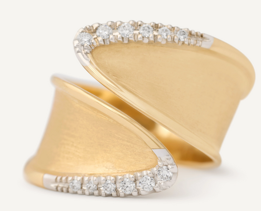 MARCO BICEGO 18KY LUNARIA WRAP RING WITH DIAMOND PAVE