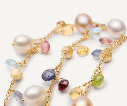 MARCO BICEGO 18KY PARADISE 3-STRAND GEMSTONE BRACELET WITH FRESHWATER PEARLS
