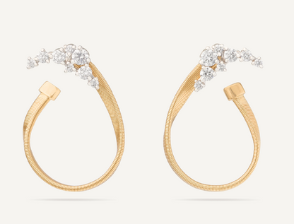 MARCO BICEGO 18KY MARRAKESH OPEN HOOP THIN EARRINGS WITH DIAMOND CLUSTERS