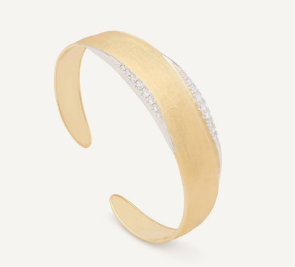 MARCO BICEGO 18KY LUNARIA BANGLE WITH DIAMND PAVE, MEDIUM WIDTH