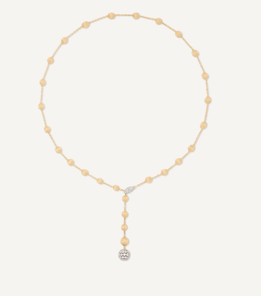 MARCO BICEGO 18KYW AFRICA LARIAT WITH DIAMOND ELEMENTS
