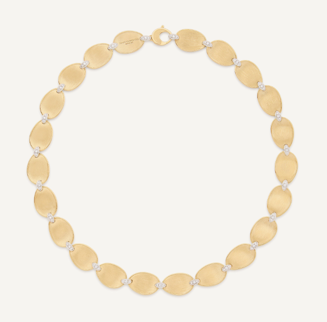 MARCO BICEGO 18KY LUNARIA COLLAR NECKLACE WITH DIAMOND ACCENTS