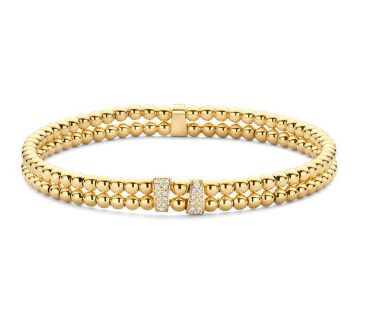 HULCHI BELLUNI 18KY DIAMOND DOUBLE ROW STRETCH BRACELET