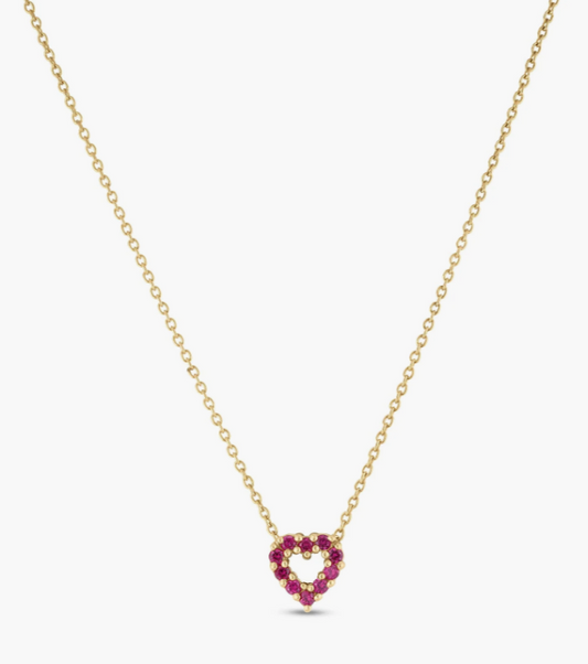 18KY TINY TREASURES REVERSIBLE HEART NECKLACE