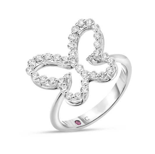 ROBERTO COIN 18KW JASMINE OPEN BUTTERFLY OUTLINE RING