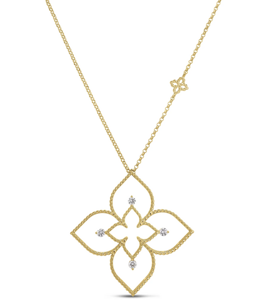 PRINCESS FLOWER OPEN FRAME DIAMOND NECKLACE - SMALL