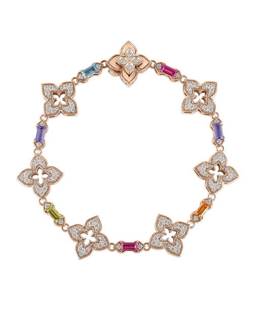 VENETIAN PRINCESS CARNIVAL PAVE DIAMOND AND MIXED BAGUETTE FLOWER BRACELET