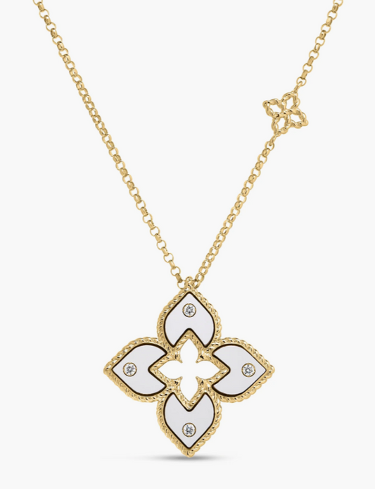 VENETIAN PRINCESS DIAMOND AND ENAMEL FLOWER NECKLACE - SMALL