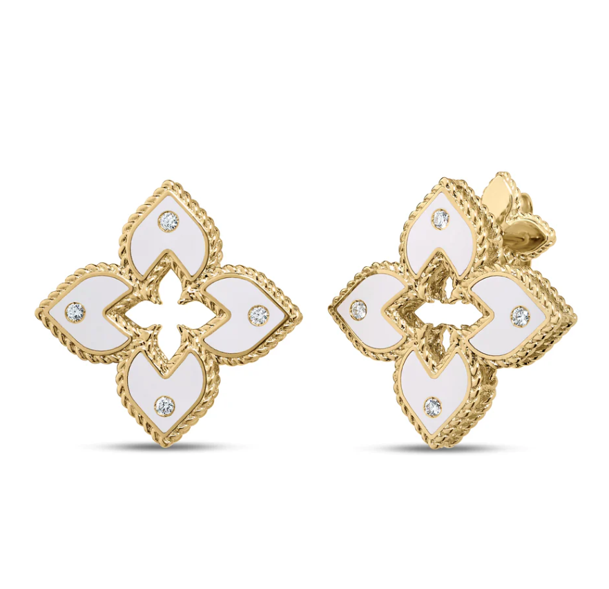 VENETIAN PRINCESS DIAMOND AND ENAMEL FLOWER STUD EARRINGS